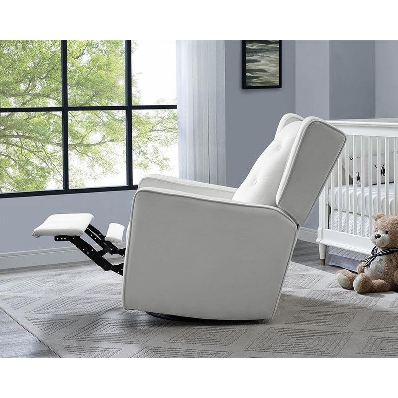 Fauteuil inclinable pivotant Octavia en microfibre et bois massif, pour salon et chambre à coucher