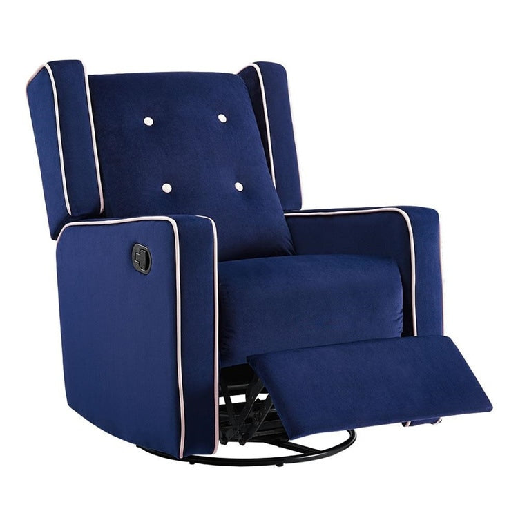 Fauteuil inclinable pivotant Octavia en microfibre et bois massif, pour salon et chambre à coucher