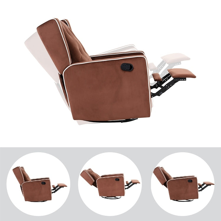 Fauteuil inclinable pivotant Octavia en microfibre et bois massif, pour salon et chambre à coucher