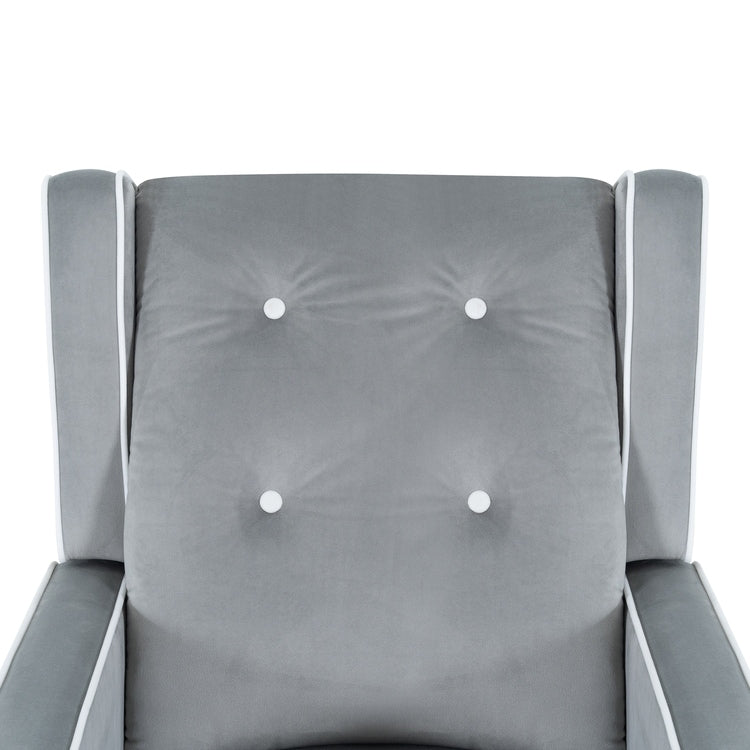 Fauteuil inclinable pivotant Octavia en microfibre et bois massif, pour salon et chambre à coucher