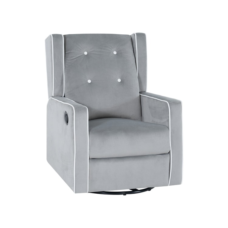 Fauteuil inclinable pivotant Octavia en microfibre et bois massif, pour salon et chambre à coucher