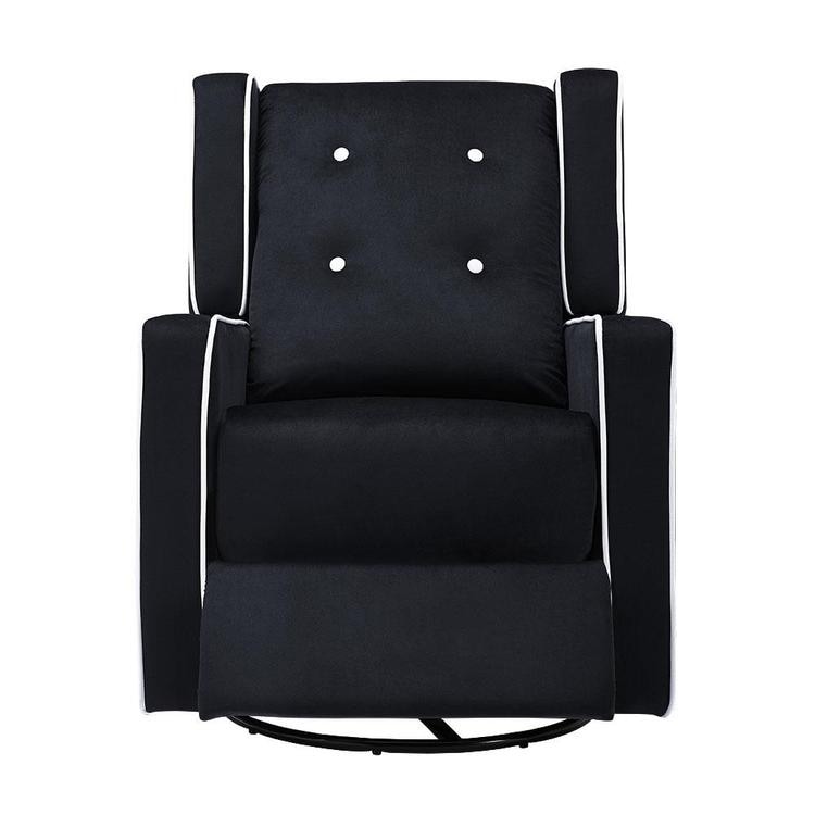Fauteuil inclinable pivotant Octavia en microfibre et bois massif, pour salon et chambre à coucher