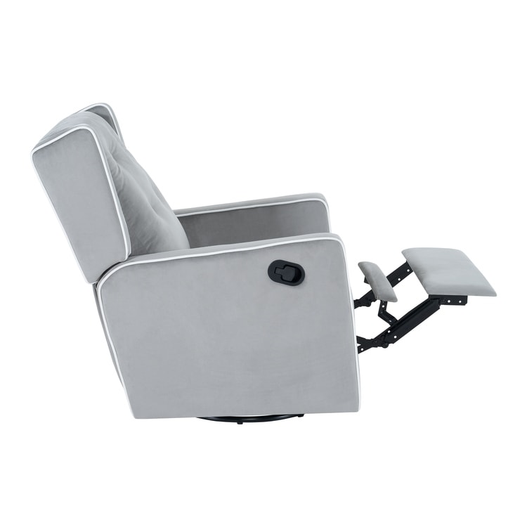 Fauteuil inclinable pivotant Octavia en microfibre et bois massif, pour salon et chambre à coucher