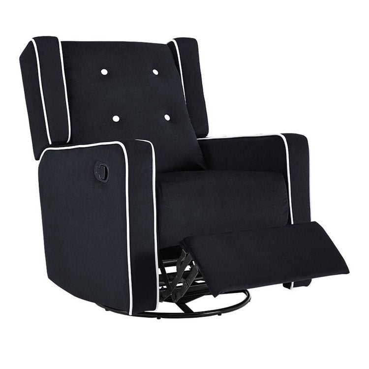 Fauteuil inclinable pivotant Octavia en microfibre et bois massif, pour salon et chambre à coucher