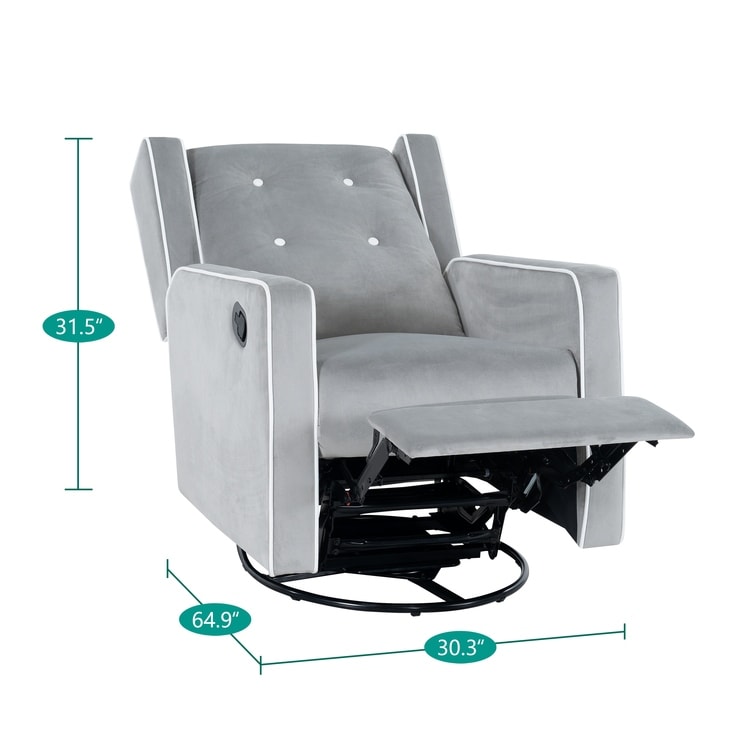 Fauteuil inclinable pivotant Octavia en microfibre et bois massif, pour salon et chambre à coucher