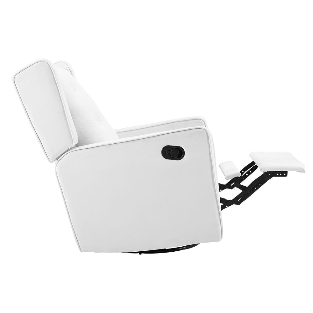 Fauteuil inclinable pivotant Octavia en microfibre et bois massif, pour salon et chambre à coucher