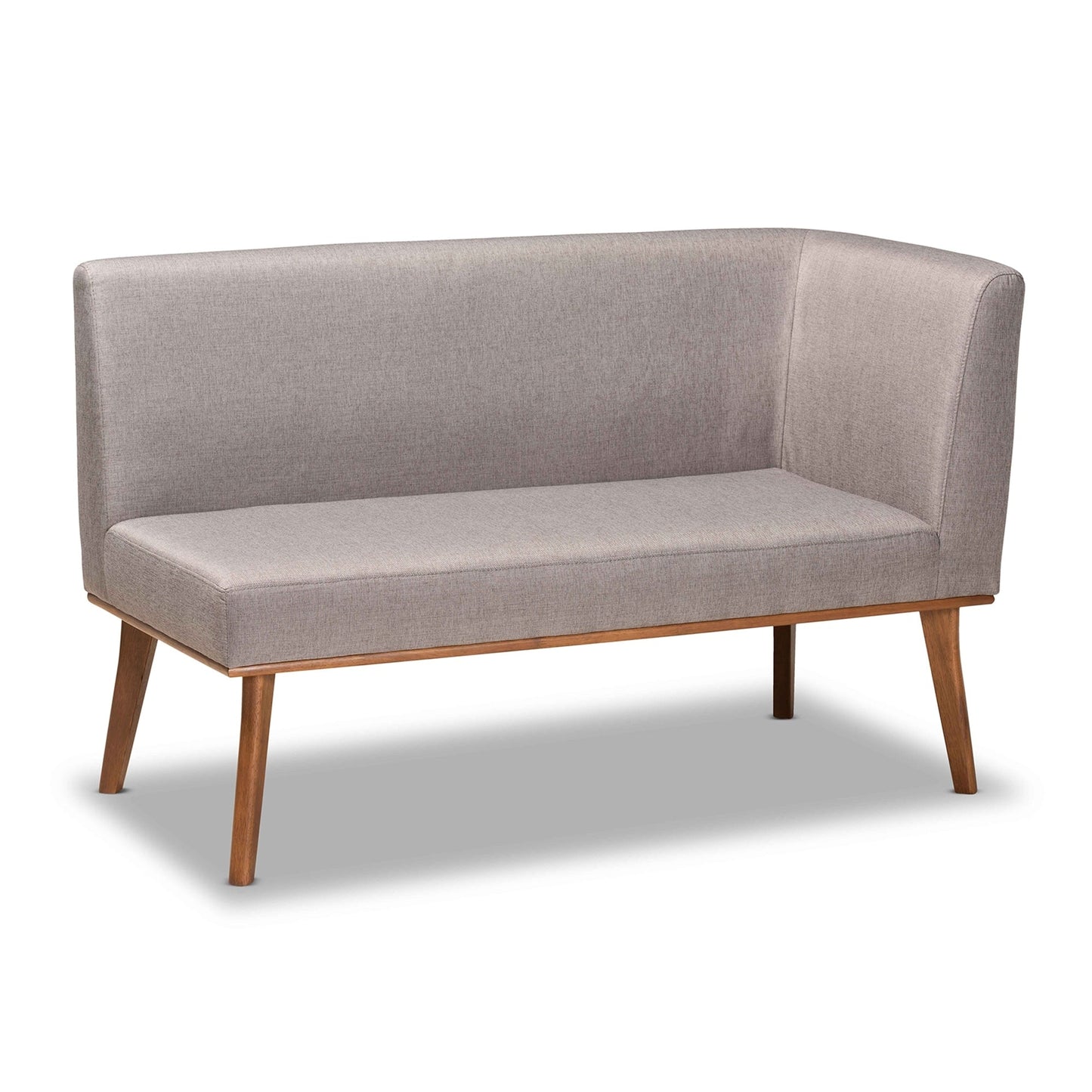 Ensemble de banquette de coin repas 2 pièces en tissu gris et bois de noyer Odessa