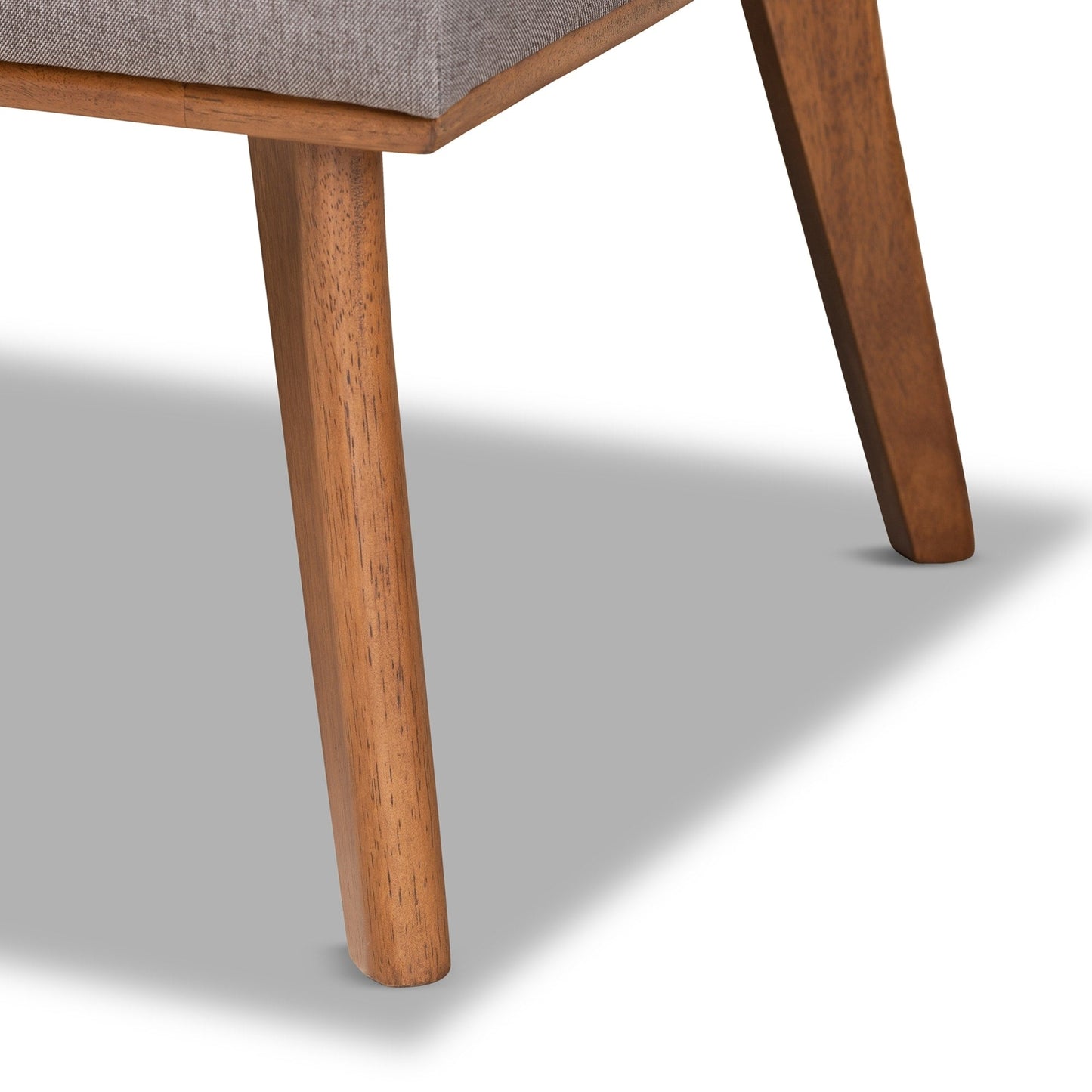 Ensemble de banquette de coin repas 2 pièces en tissu gris et bois de noyer Odessa