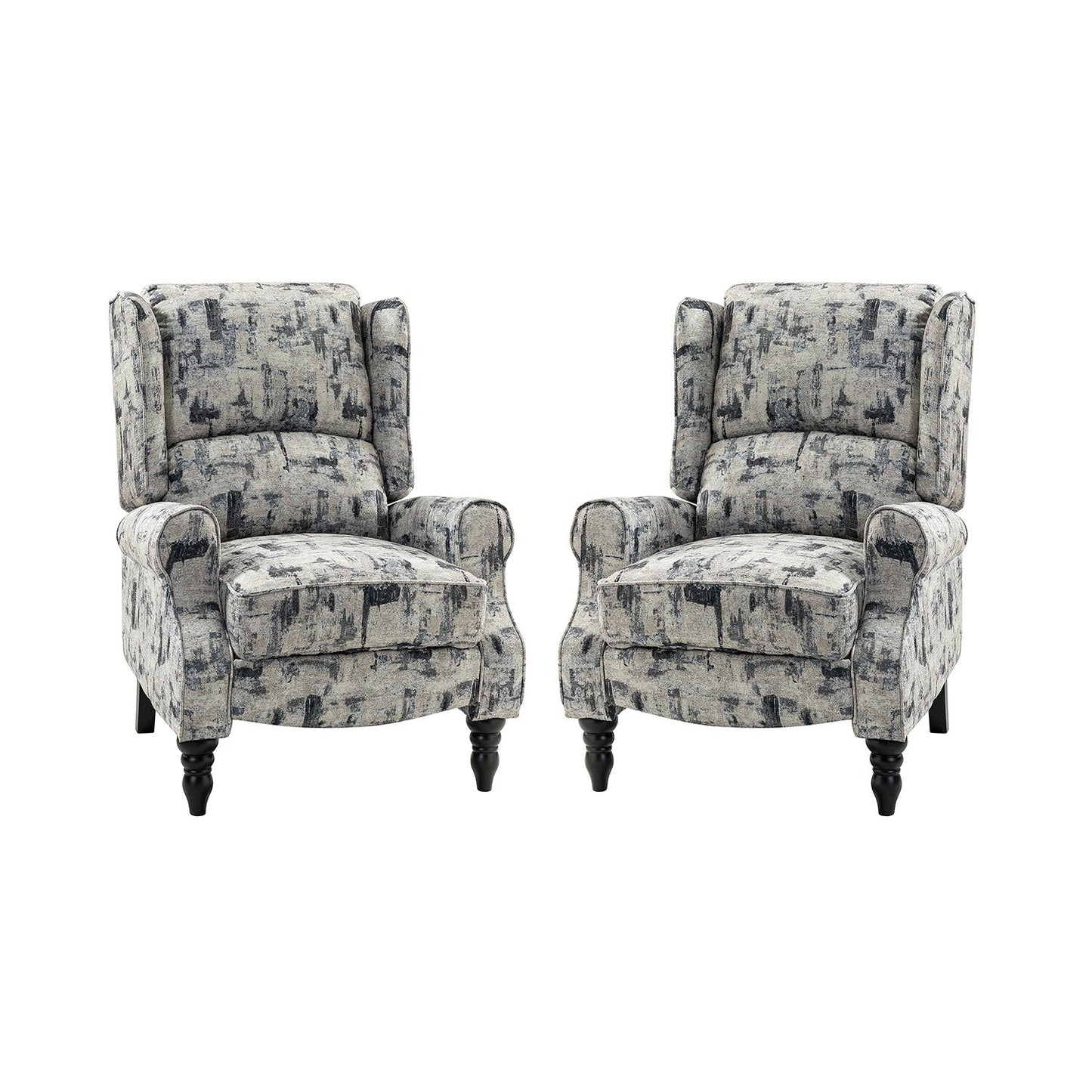 Fauteuil inclinable manuel classique rembourré Olympus avec pieds en bois massif, lot de 2 par HULALA HOME