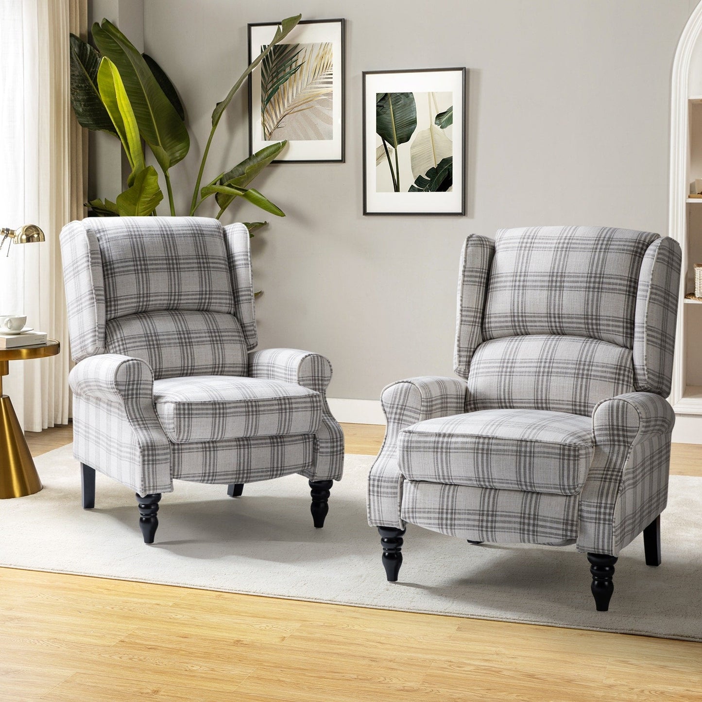 Fauteuil inclinable manuel classique rembourré Olympus avec pieds en bois massif, lot de 2 par HULALA HOME