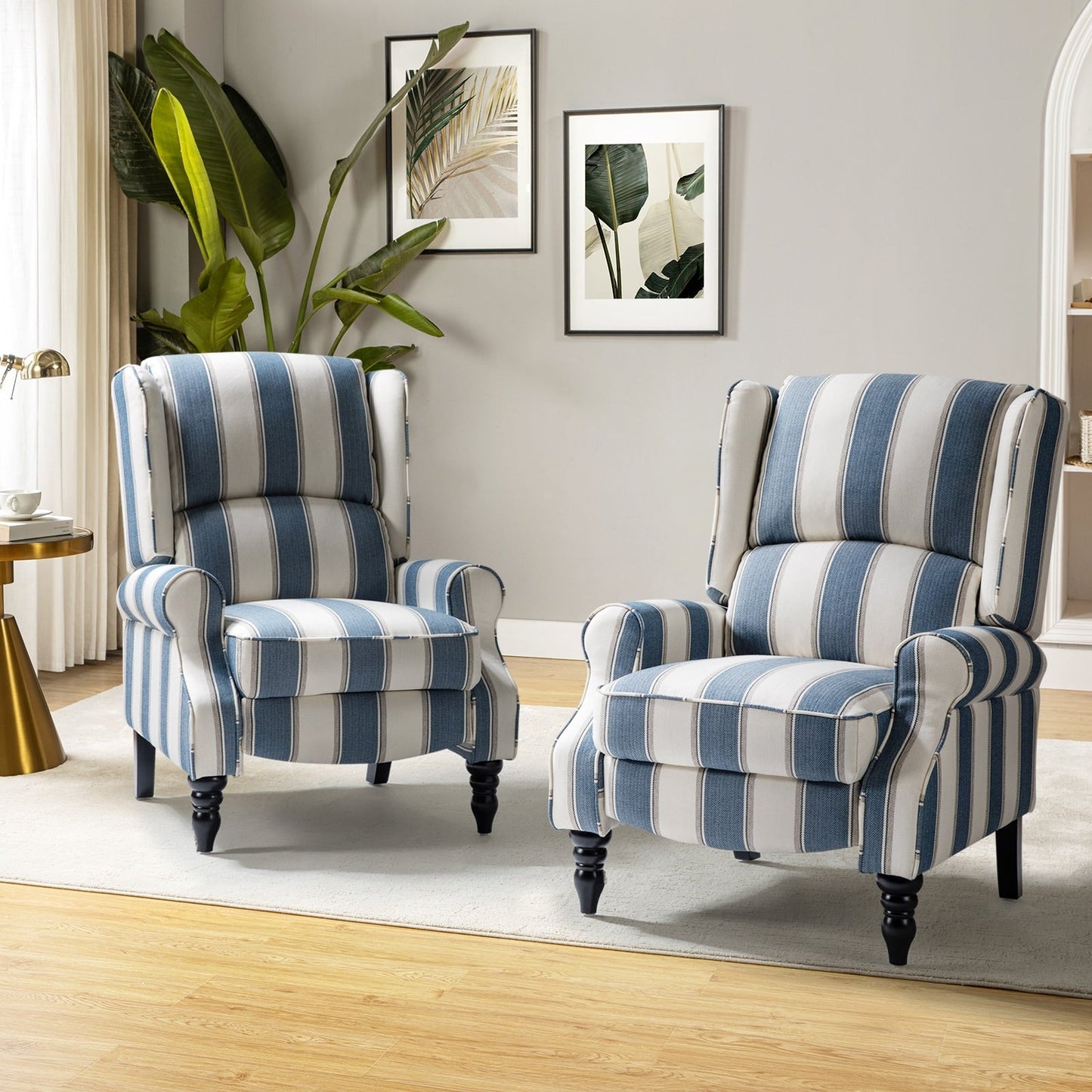 Fauteuil inclinable manuel classique rembourré Olympus avec pieds en bois massif, lot de 2 par HULALA HOME
