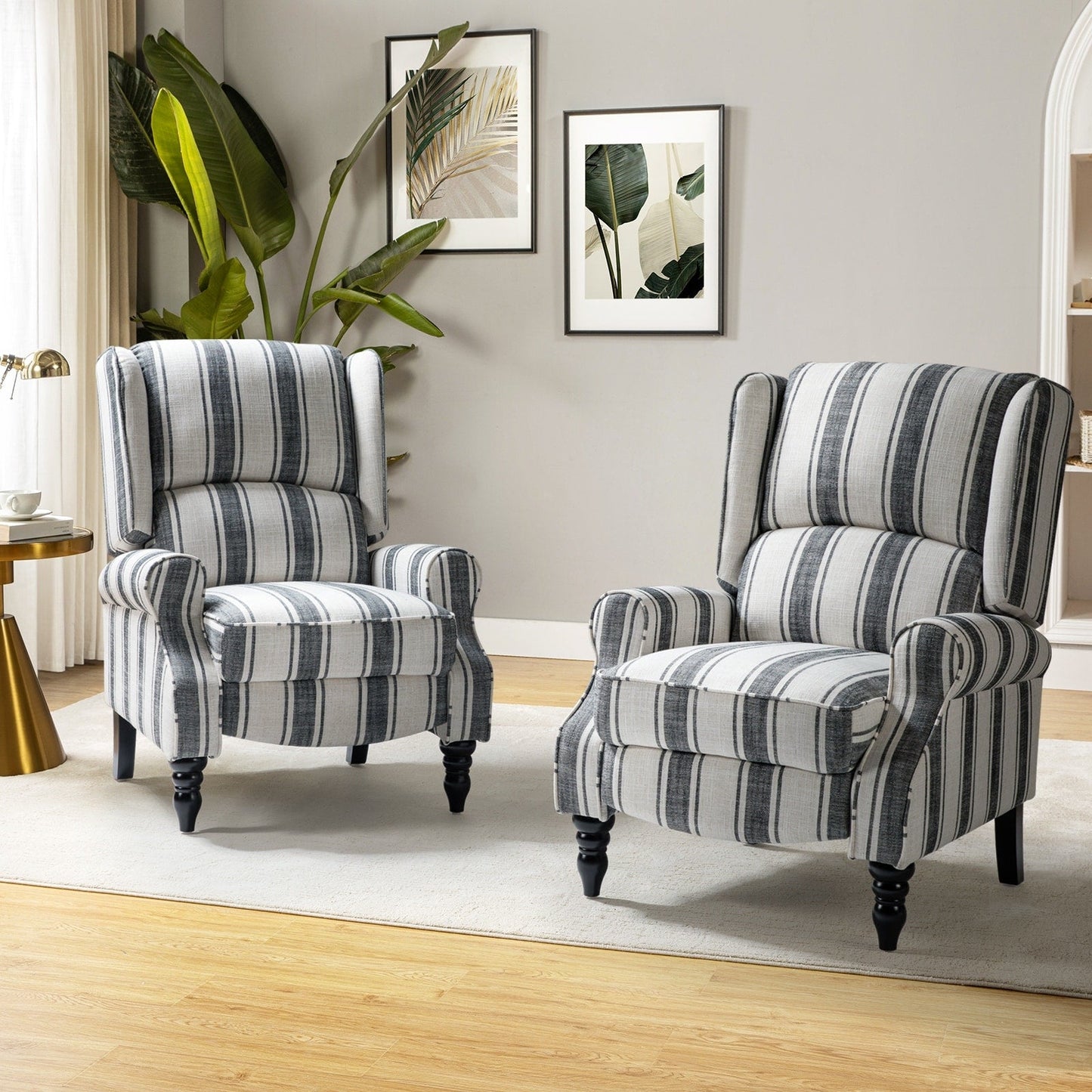 Fauteuil inclinable manuel classique rembourré Olympus avec pieds en bois massif, lot de 2 par HULALA HOME