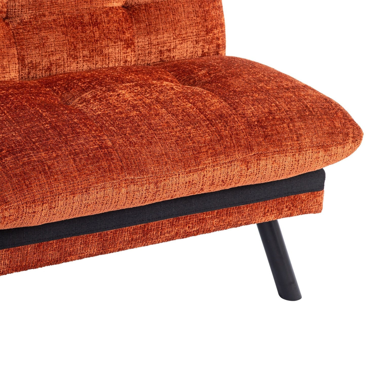 Canapé-lit convertible en chenille orange 75,6 avec pieds en métal pour salon