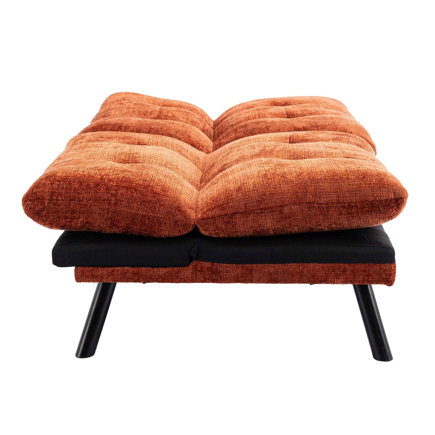 Canapé-lit convertible en chenille orange 75,6 avec pieds en métal pour salon