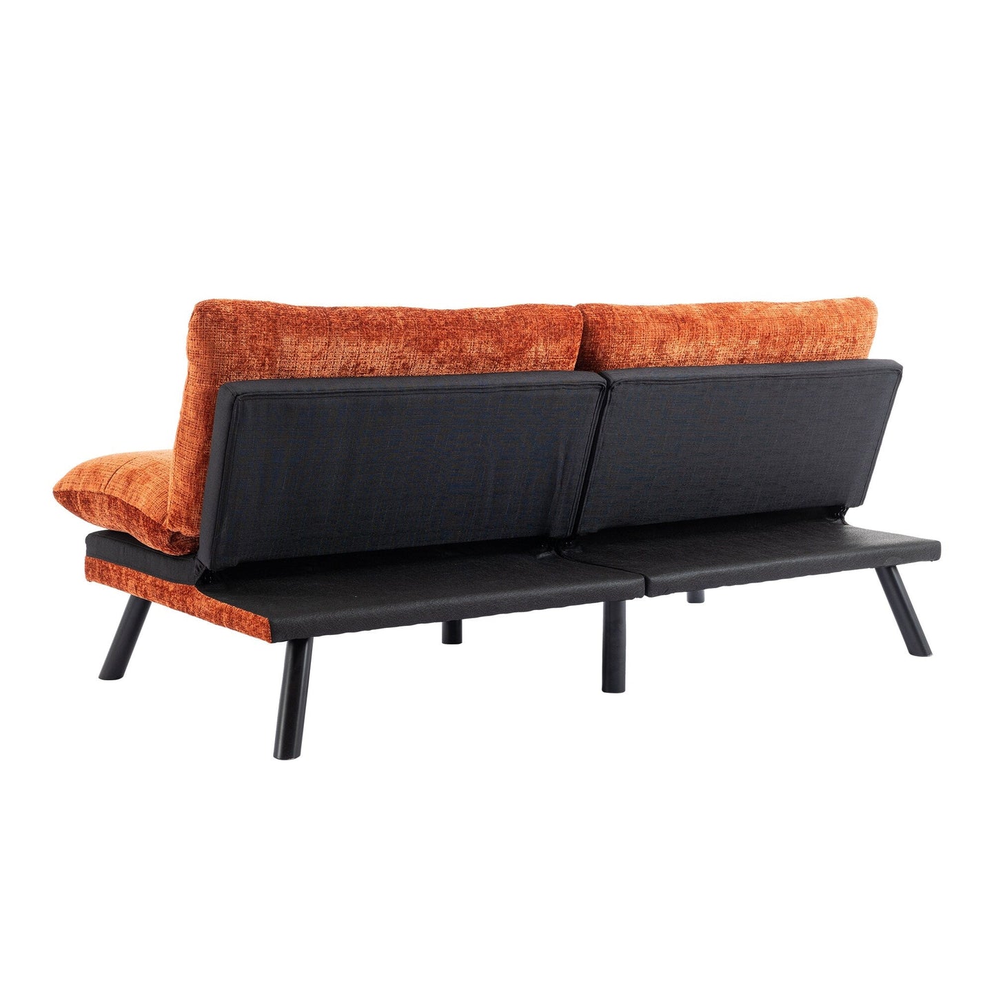Canapé-lit convertible en chenille orange 75,6 avec pieds en métal pour salon