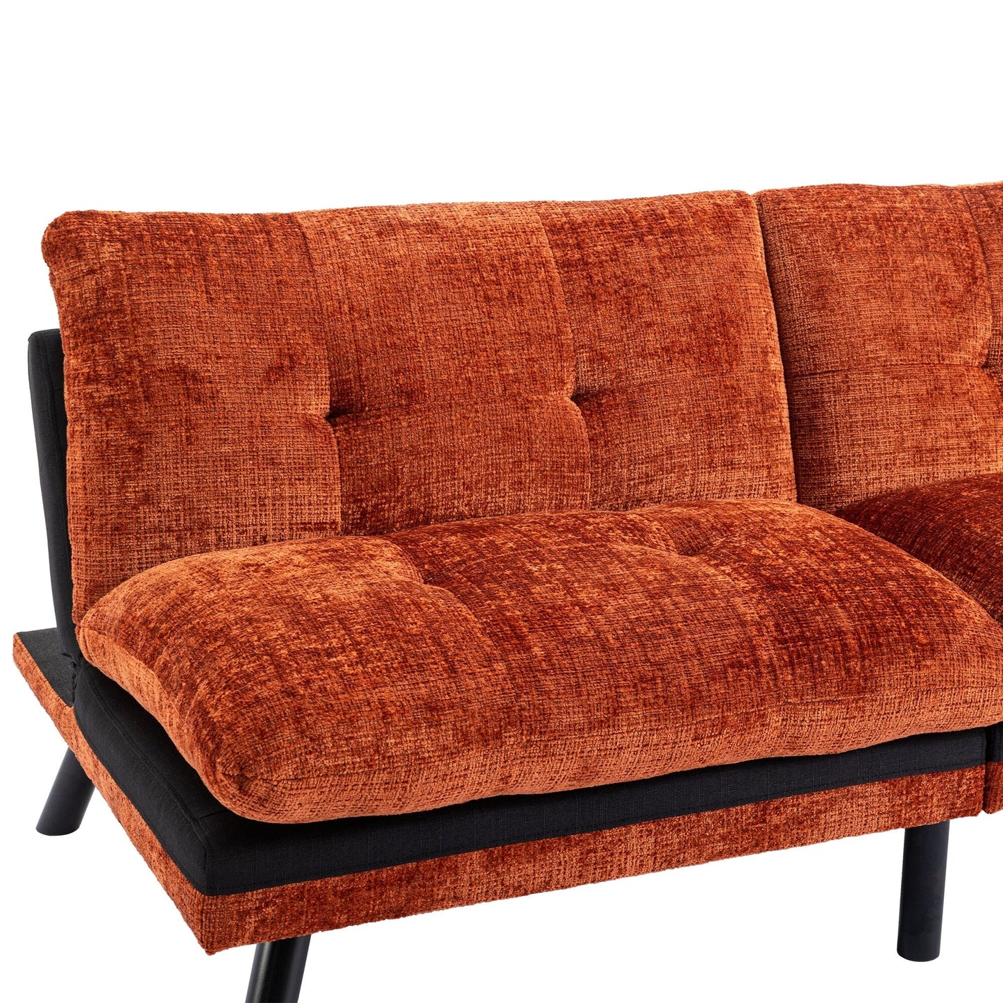 Canapé-lit convertible en chenille orange 75,6 avec pieds en métal pour salon