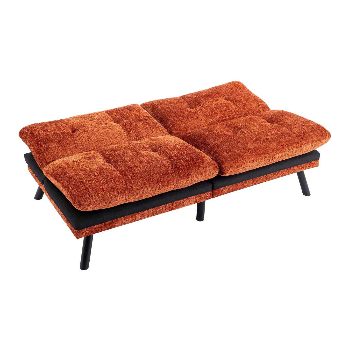 Canapé-lit convertible en chenille orange 75,6 avec pieds en métal pour salon