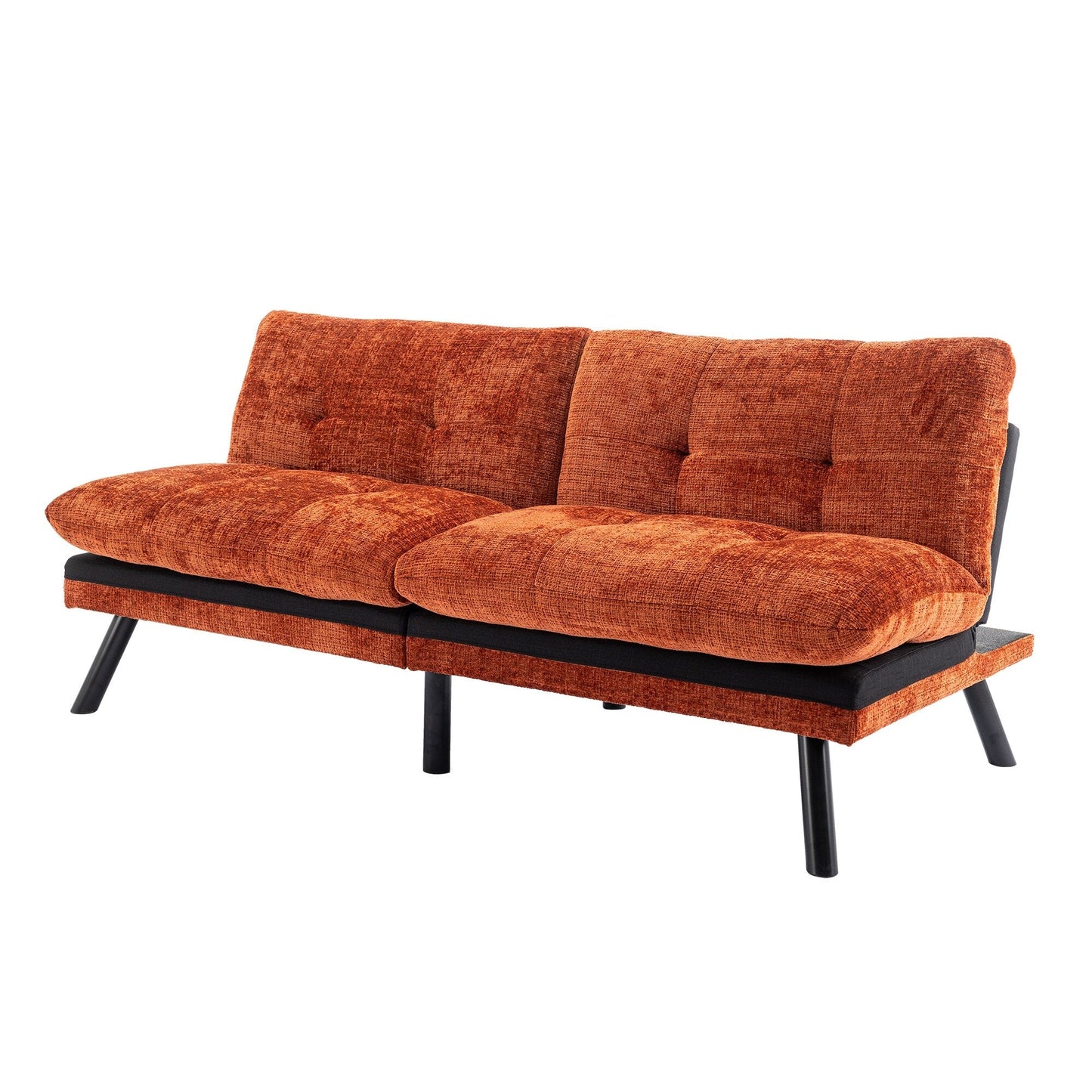 Canapé-lit convertible en chenille orange 75,6 avec pieds en métal pour salon
