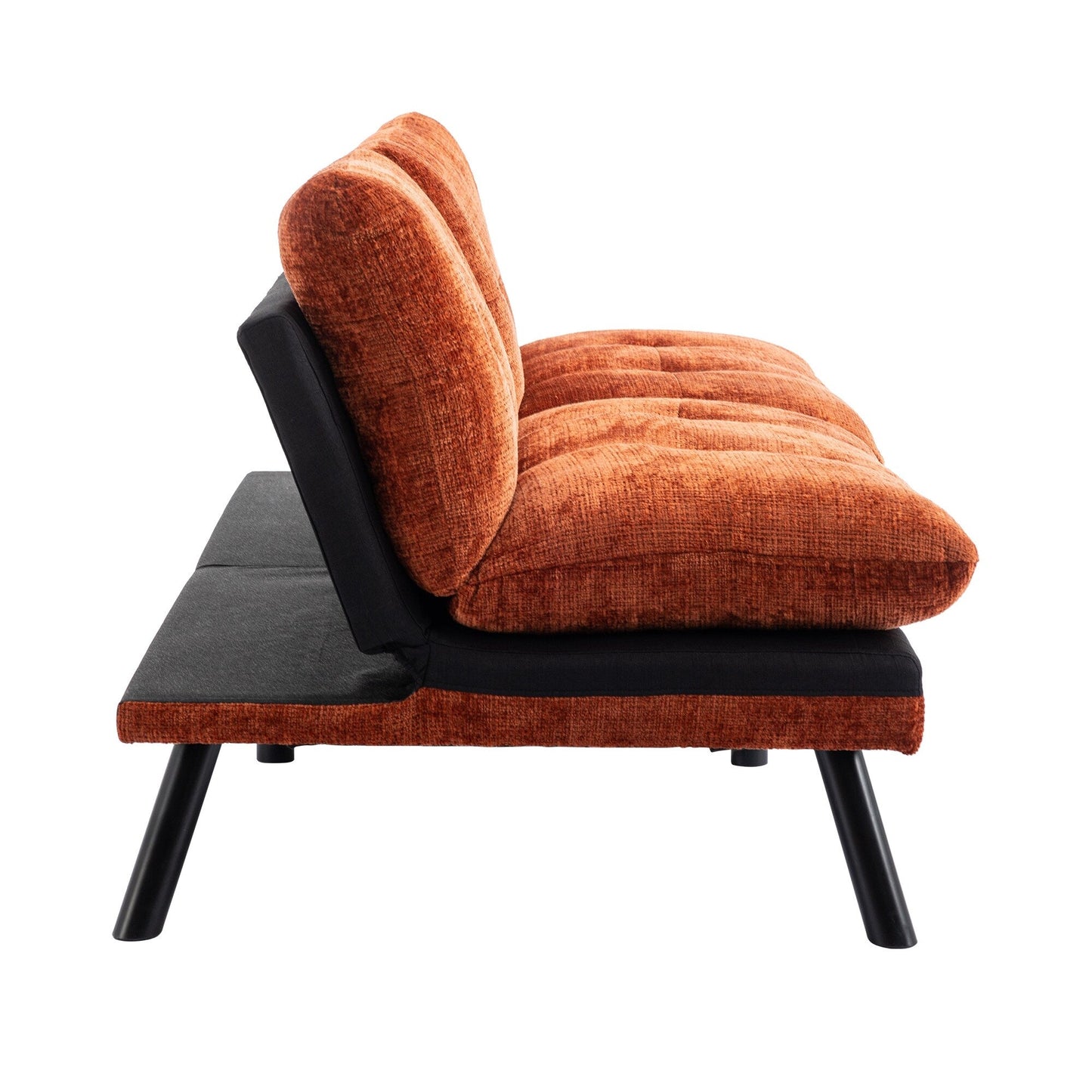 Canapé-lit convertible en chenille orange 75,6 avec pieds en métal pour salon