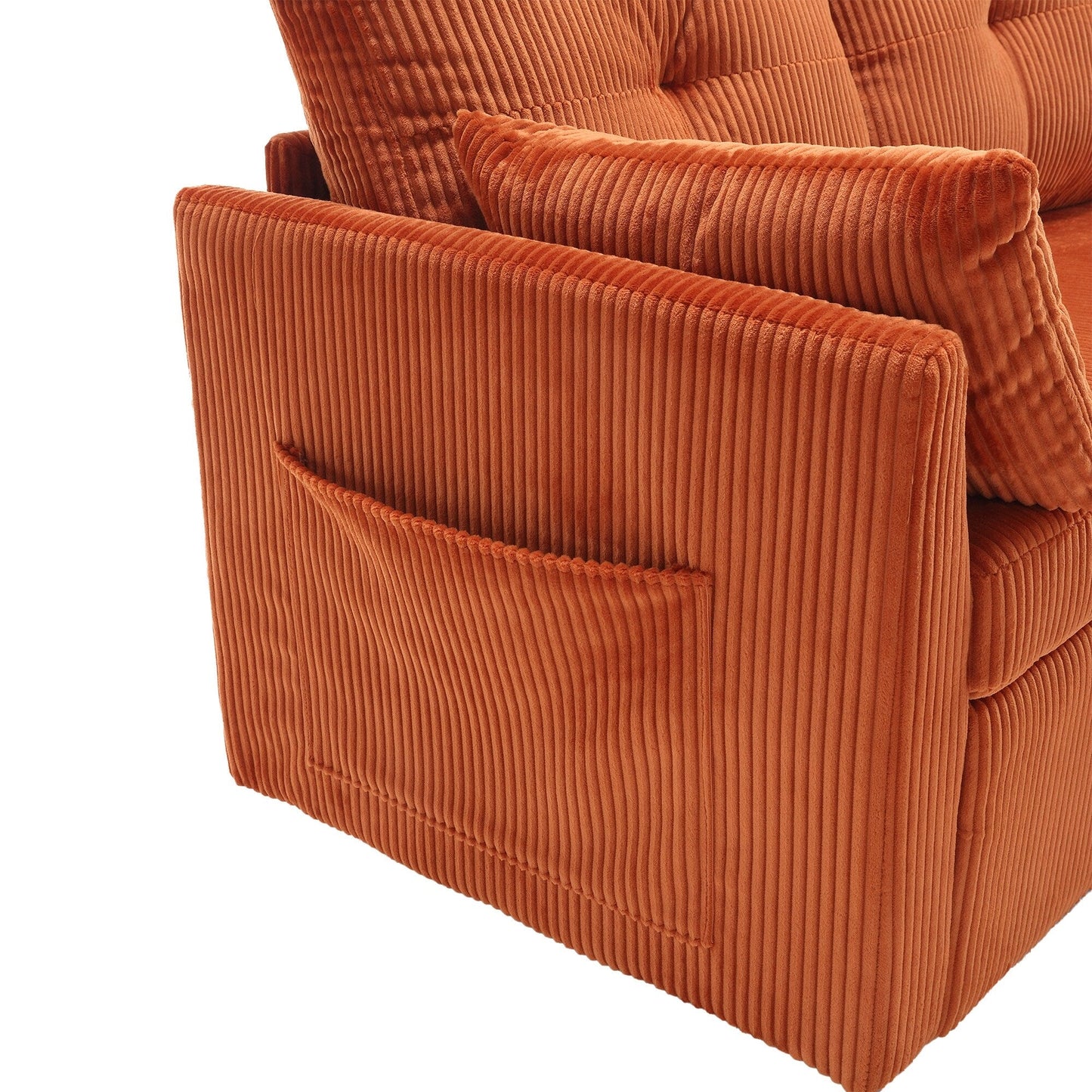 Canapé en tissu orange en forme de L de 81,1 pouces avec méridienne réversible, rangement, structure en bois massif et assise en mousse