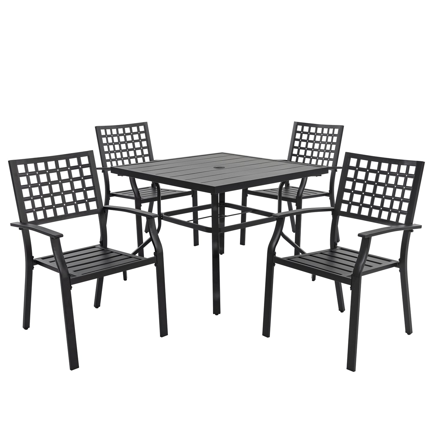Ensemble de salle à manger d'extérieur 5 pièces avec trou pour parasol de 1,57 po