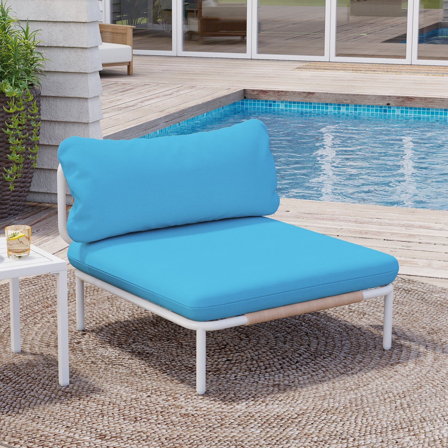 Ensemble de canapé sectionnel rembourré pour extérieur, ensemble de conversation pour meubles de patio, combinaison libre