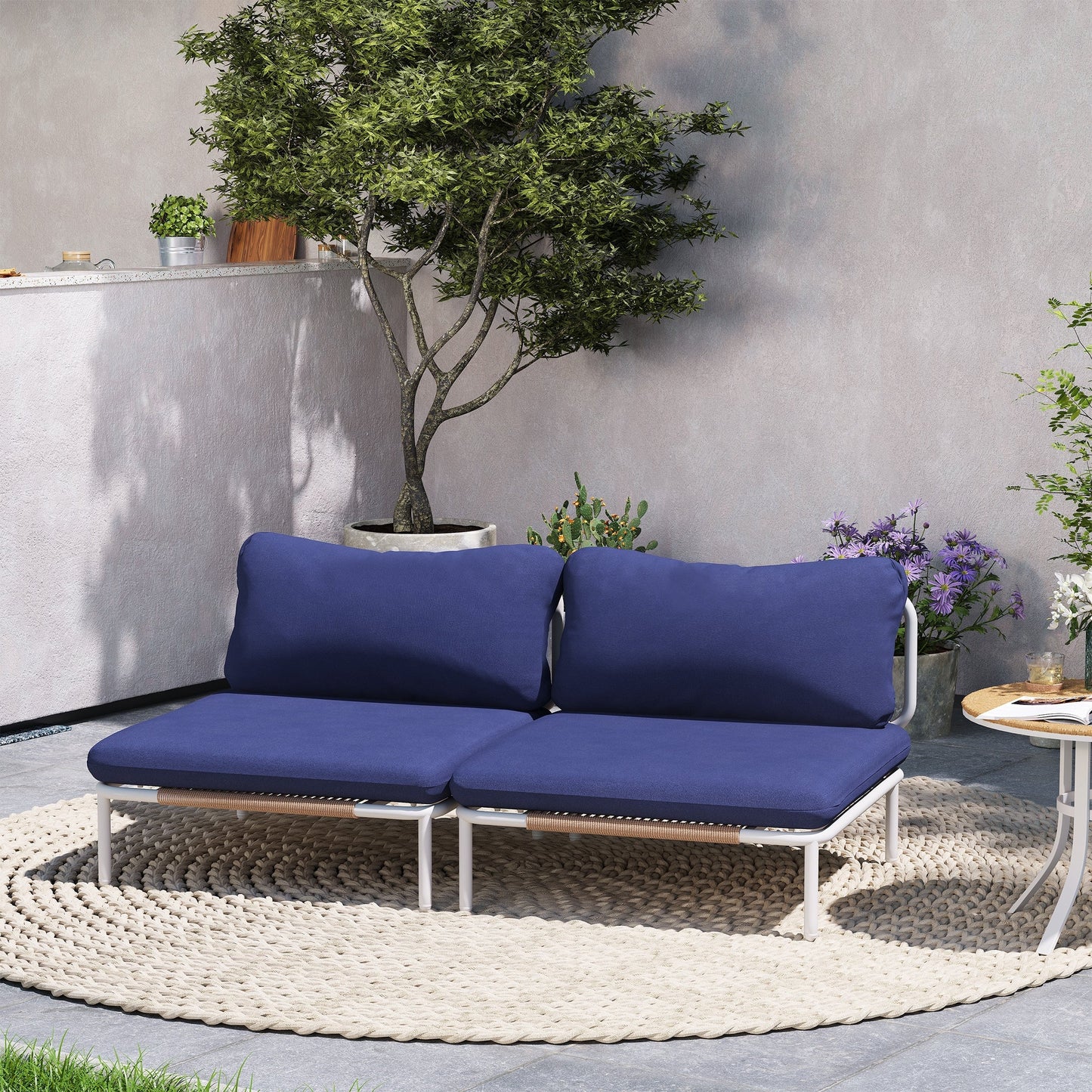 Ensemble de canapé sectionnel rembourré pour extérieur, ensemble de conversation pour meubles de patio, combinaison libre