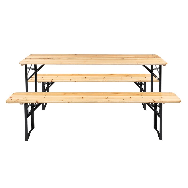 Ensemble de salle à manger pliant en bois massif pour pique-nique, intérieur/extérieur