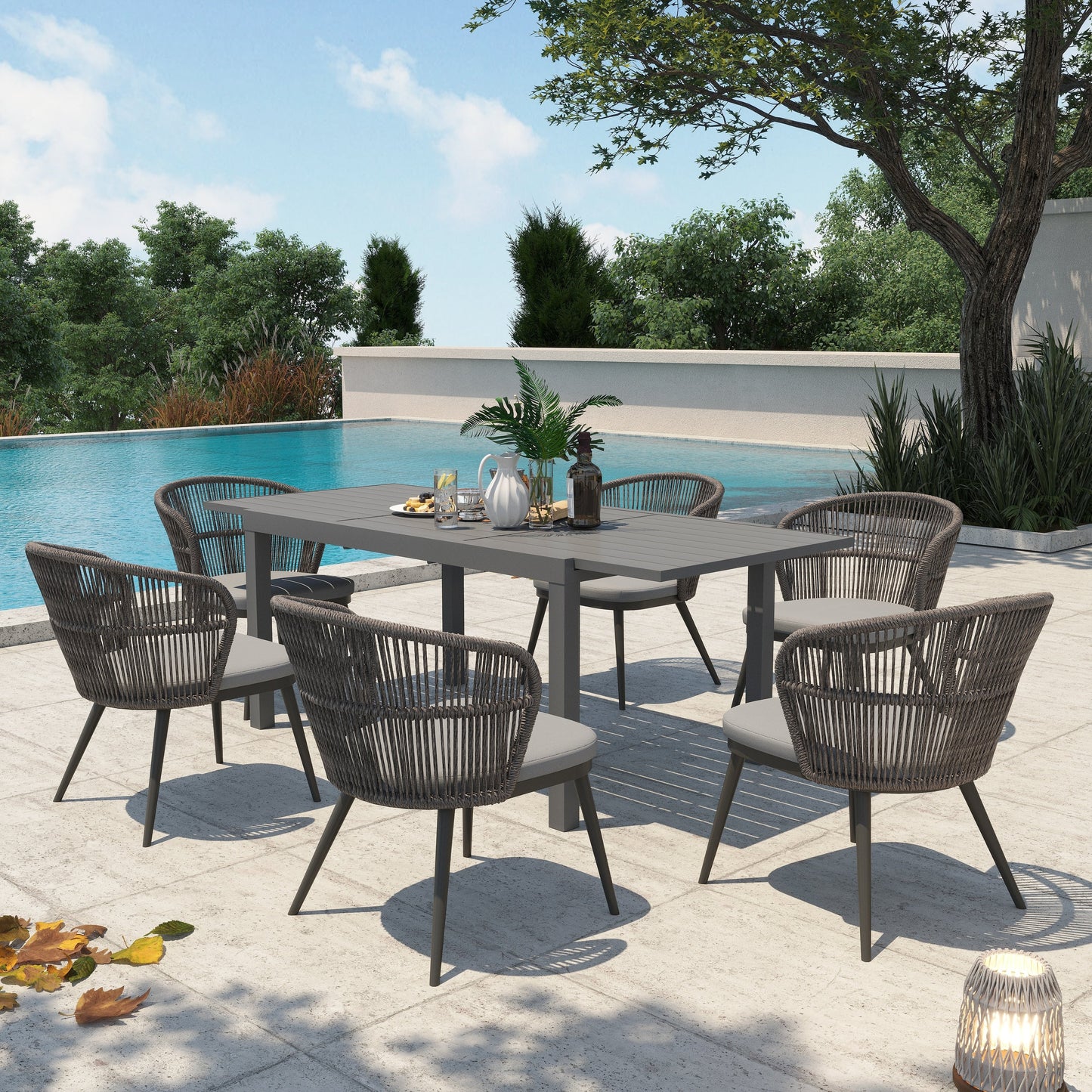 Ensemble de salle à manger d'extérieur avec chaises et table extensible