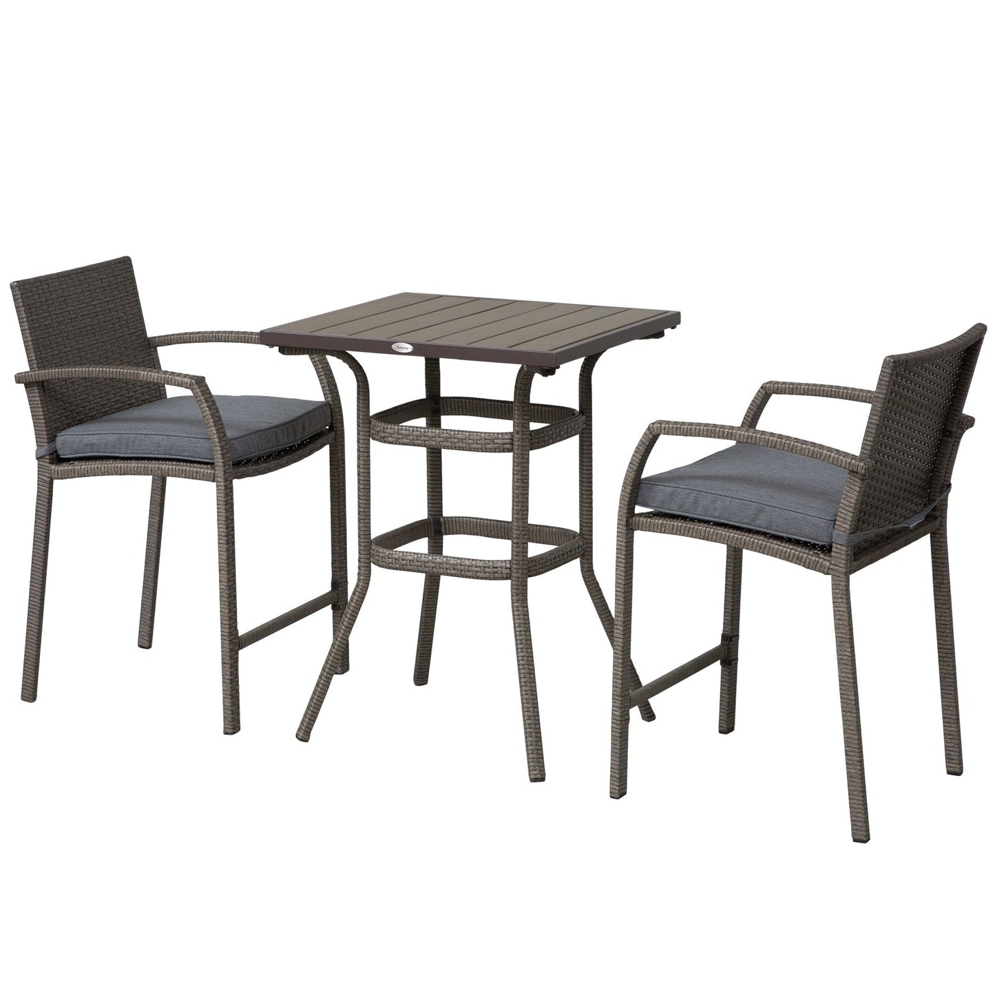 Ensemble de bar et table de conversation d'extérieur en rotin PE Outsunny 3 pièces