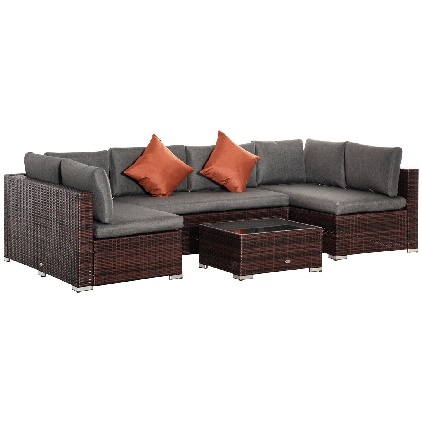 Ensemble de canapés de jardin Outsunny 4 pièces en rotin synthétique, mobilier d'extérieur 6 places, toutes saisons