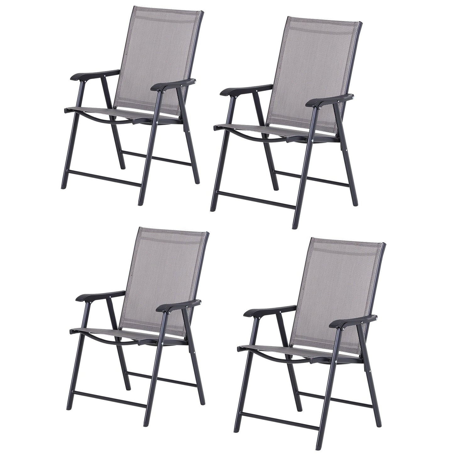 Ensemble de 4 chaises de patio pliantes Outsunny au design simple et chic, confortables pour la terrasse, le jardin, la cour et les voyages
