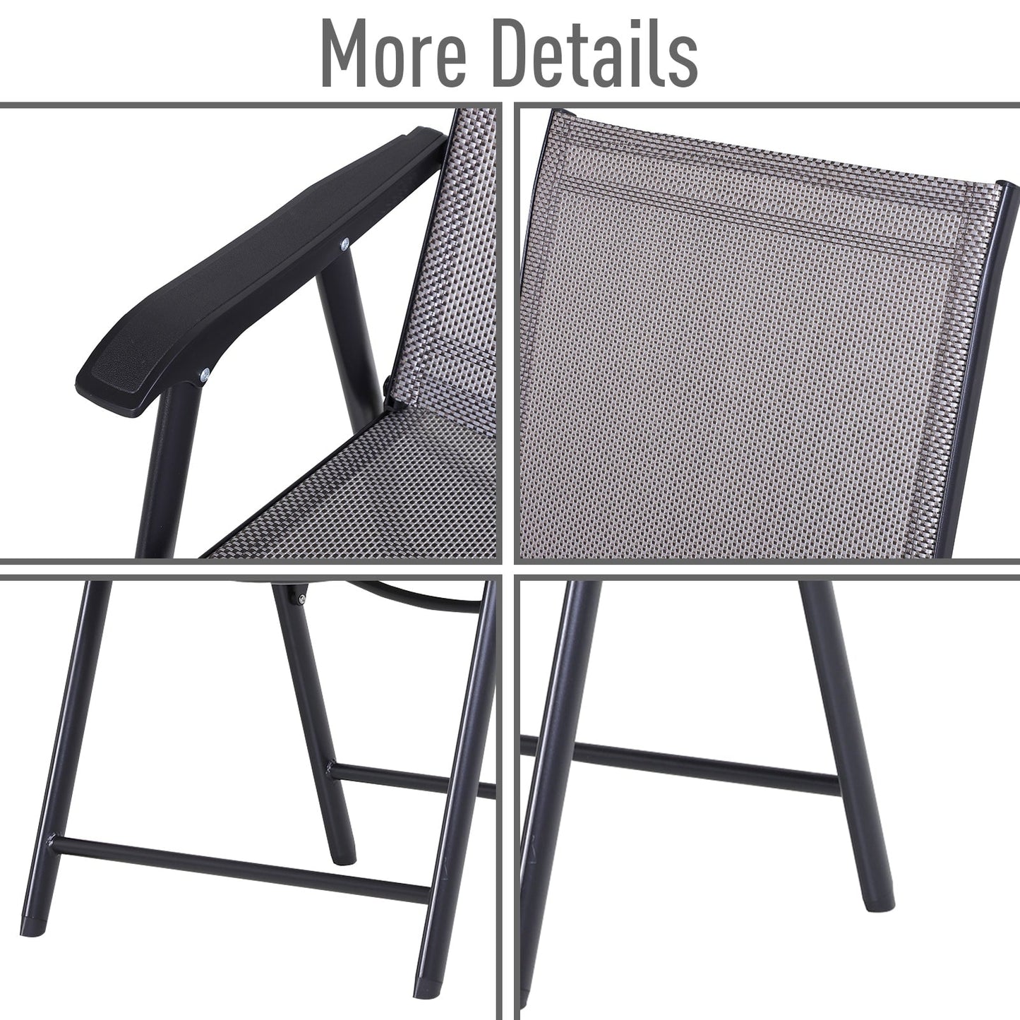 Ensemble de 4 chaises de patio pliantes Outsunny au design simple et chic, confortables pour la terrasse, le jardin, la cour et les voyages