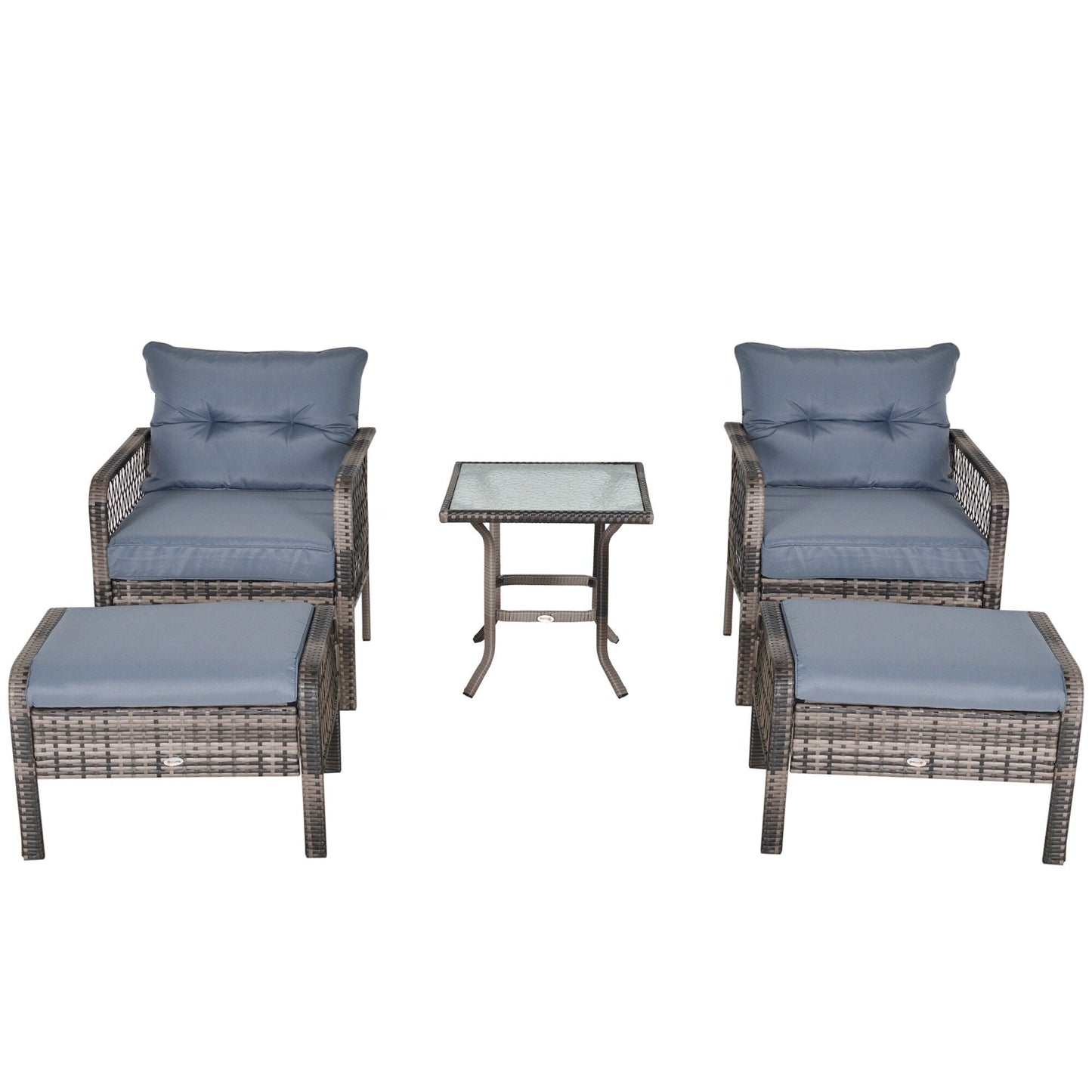 Ensemble de 5 fauteuils de jardin Outsunny en rotin synthétique avec coussins zippés confortables et structure résistante aux intempéries