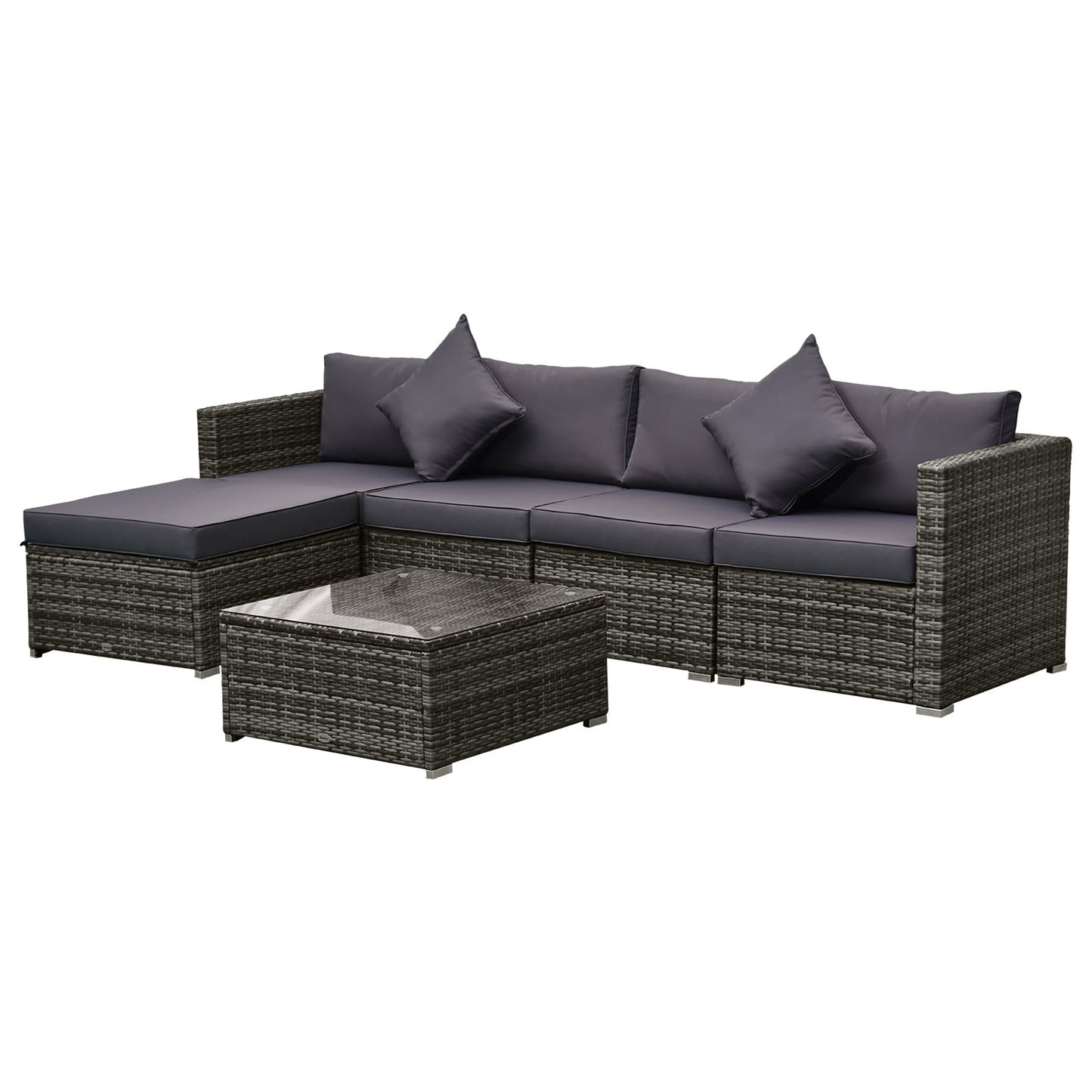 Ensemble de meubles de jardin Outsunny 6 pièces en rotin avec coussins en coton confortables et housses amovibles