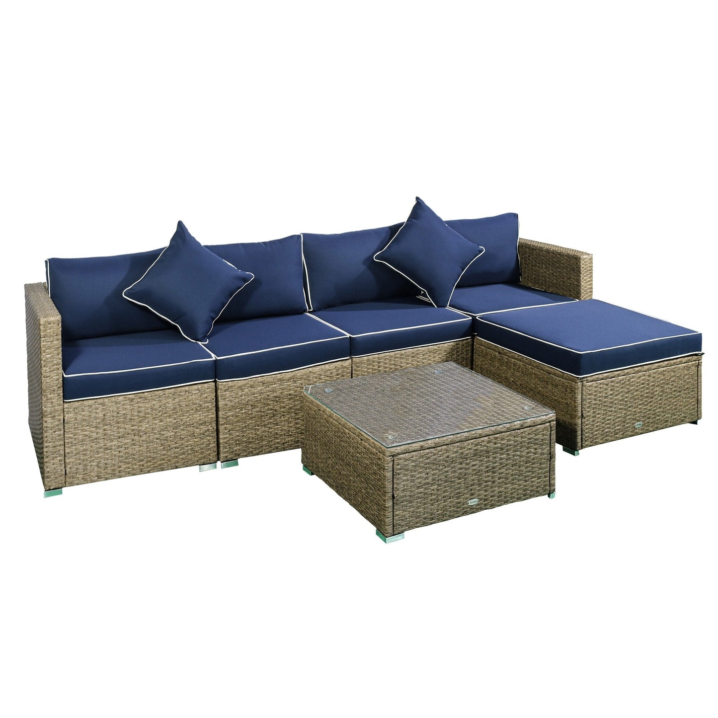 Ensemble de meubles de jardin Outsunny 6 pièces en rotin avec coussins en coton confortables et housses amovibles