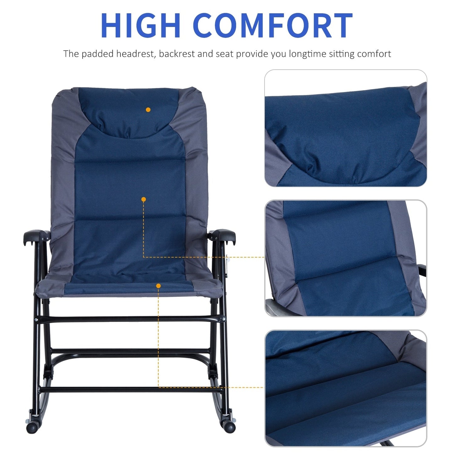 Ensemble de chaises à bascule pliantes Outsunny avec siège et dossier rembourrés et oreiller