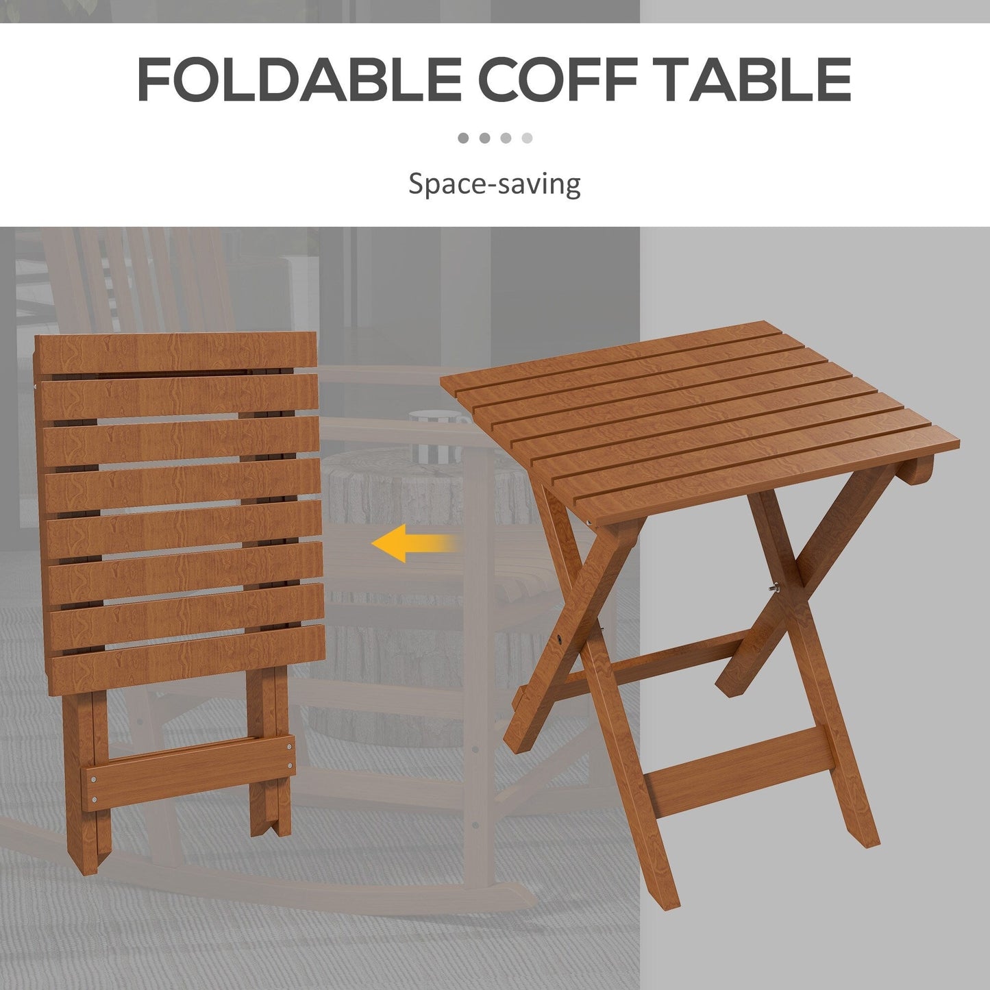 Ensemble de chaises à bascule en bois Outsunny avec table d'appoint pliable, chaises à bascule d'extérieur