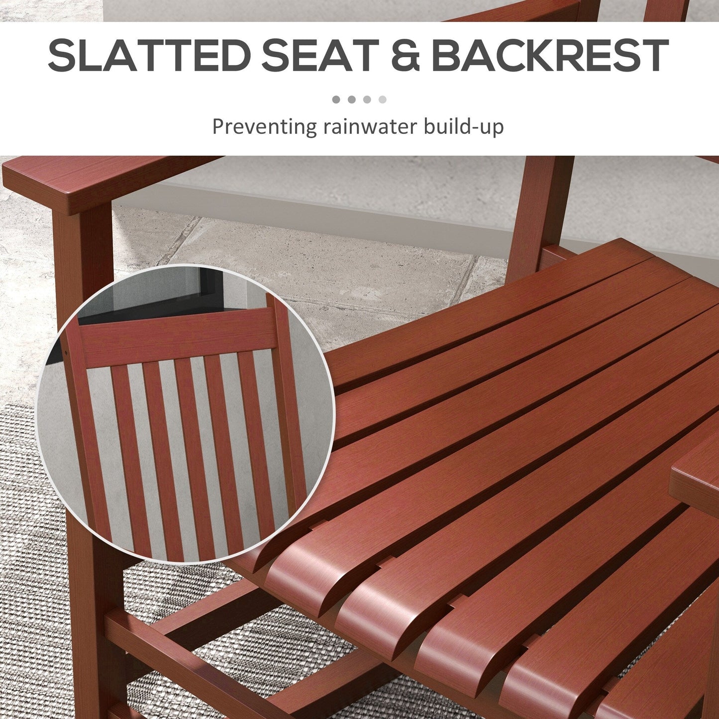 Ensemble de chaises à bascule en bois Outsunny avec table d'appoint pliable, chaises à bascule d'extérieur