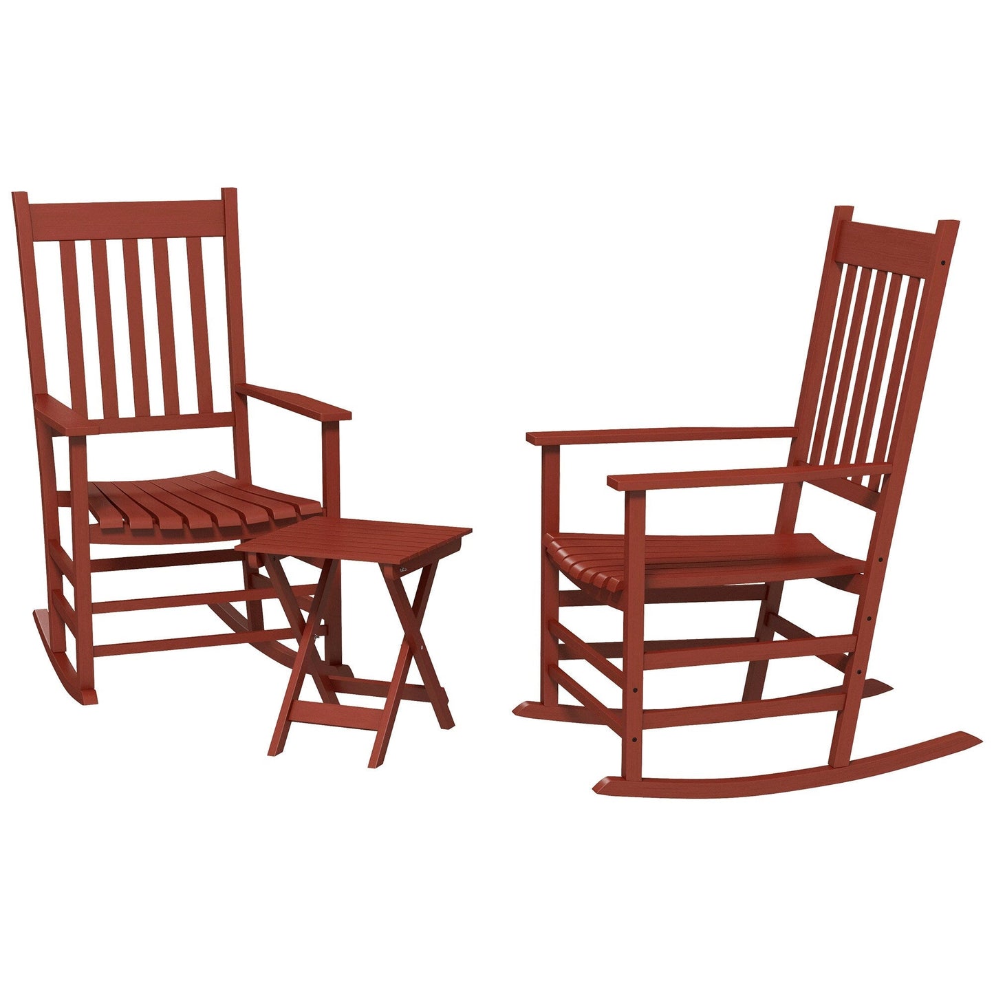 Ensemble de chaises à bascule en bois Outsunny avec table d'appoint pliable, chaises à bascule d'extérieur