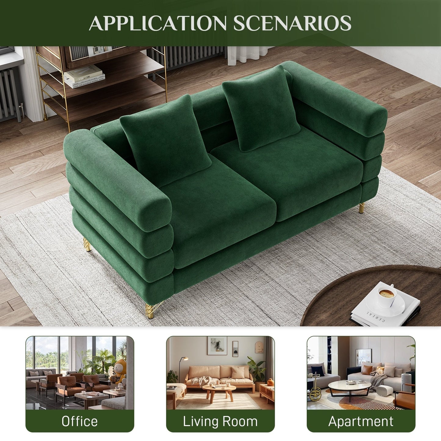 Canapé Ouyessir Mid-Century pour chambre, salon, bureau, appartement
