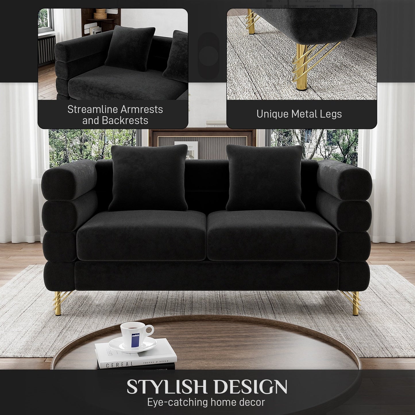 Canapé Ouyessir Mid-Century pour chambre, salon, bureau, appartement