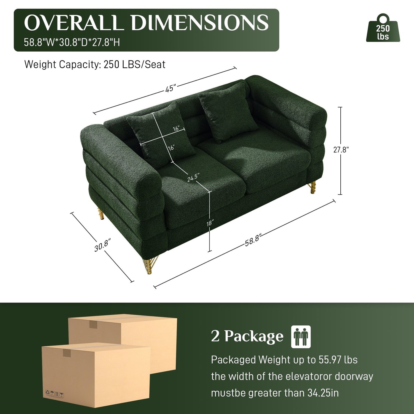 Canapé Ouyessir Mid-Century pour chambre, salon, bureau, appartement