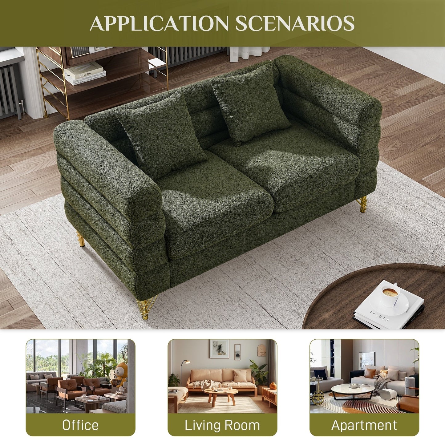 Canapé Ouyessir Mid-Century pour chambre, salon, bureau, appartement
