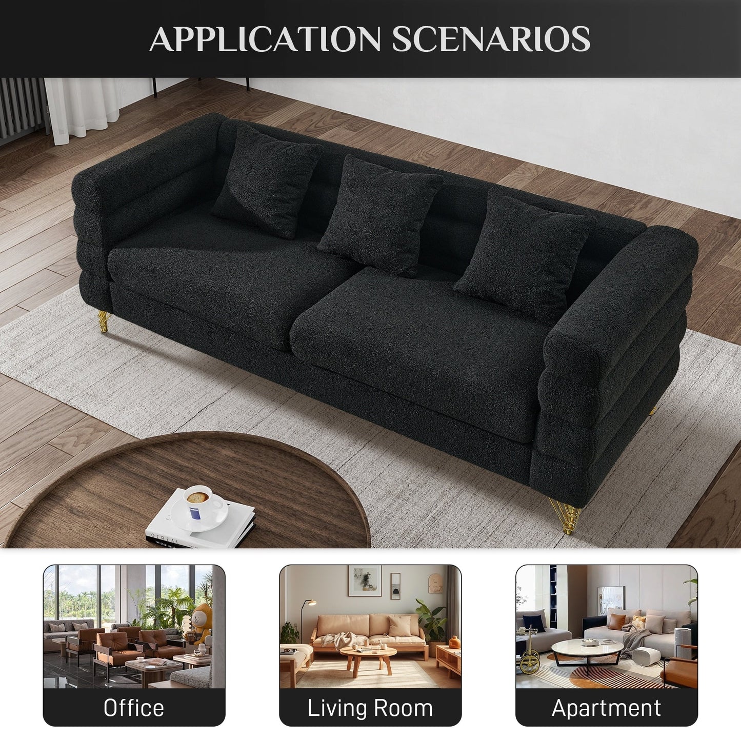 Canapé Ouyessir Mid-Century pour chambre, salon, bureau, appartement