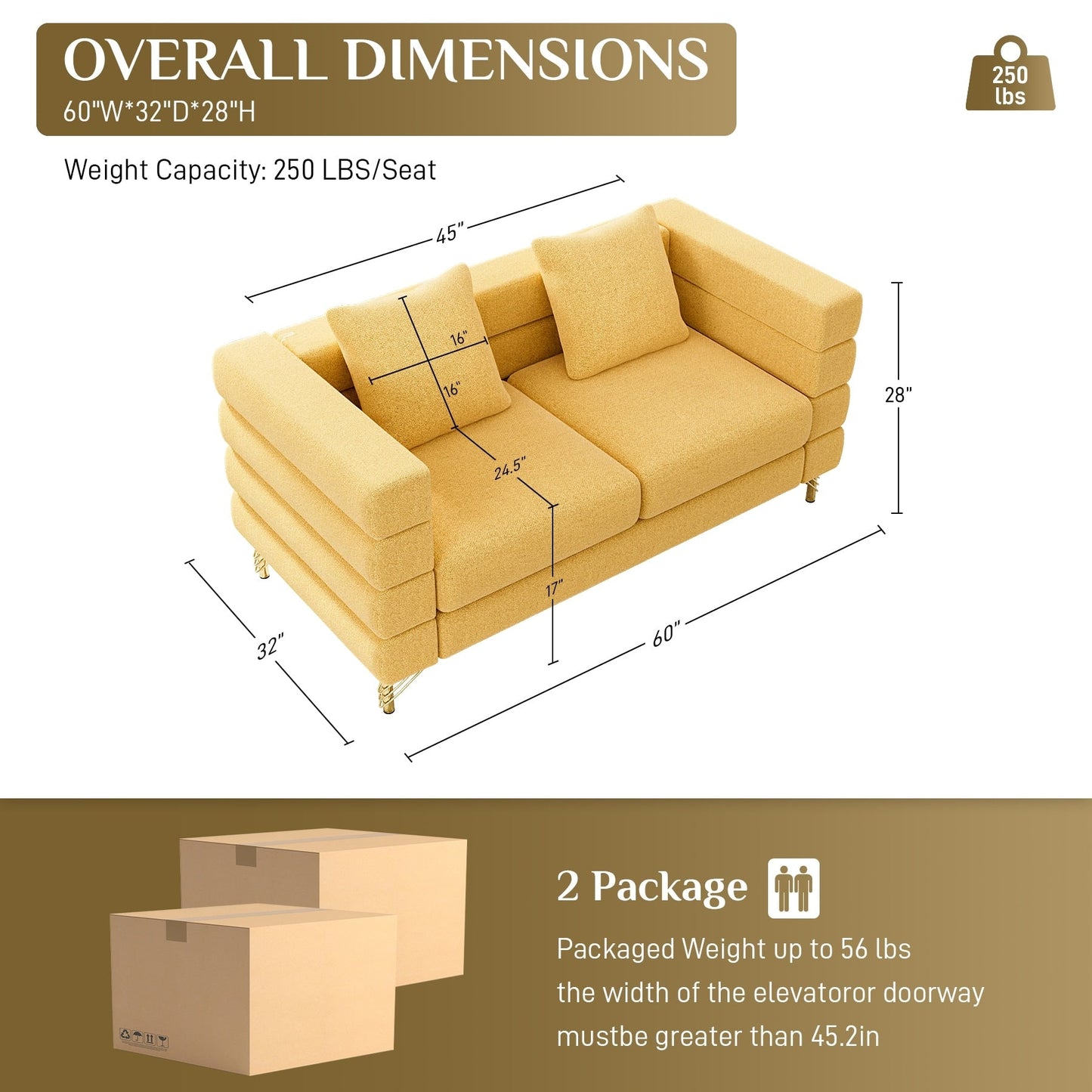 Canapé Ouyessir Mid-Century pour chambre, salon, bureau, appartement