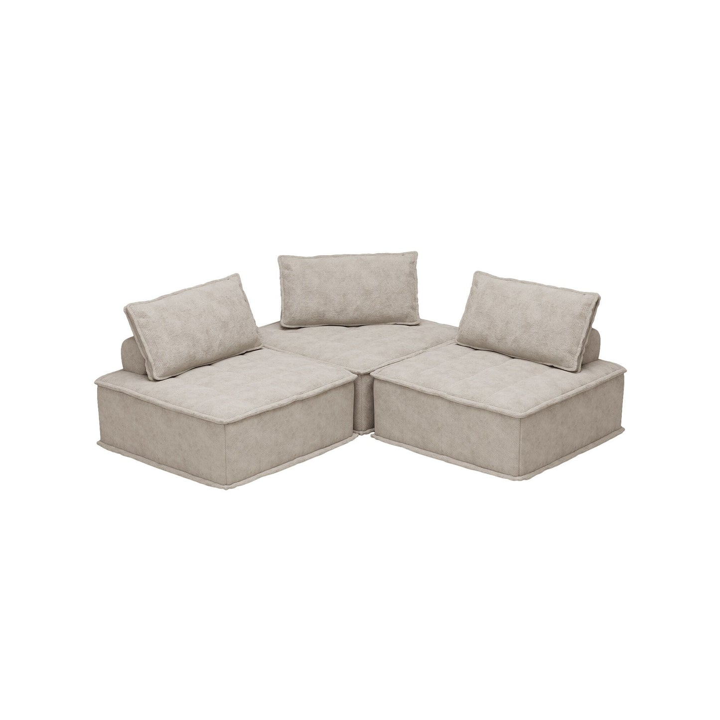 Ensemble de canapés carrés modulaires surdimensionnés 3 pièces en chenille avec coussins en mousse haute densité, combinaison libre