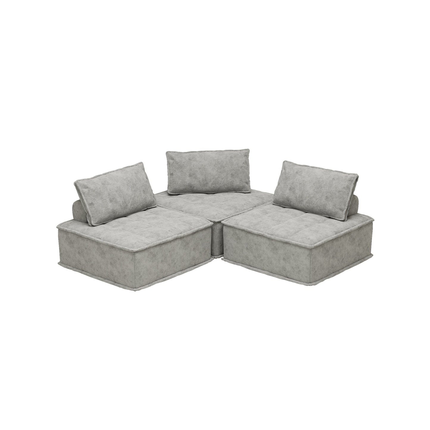 Ensemble de canapés carrés modulaires surdimensionnés 3 pièces en chenille avec coussins en mousse haute densité, combinaison libre