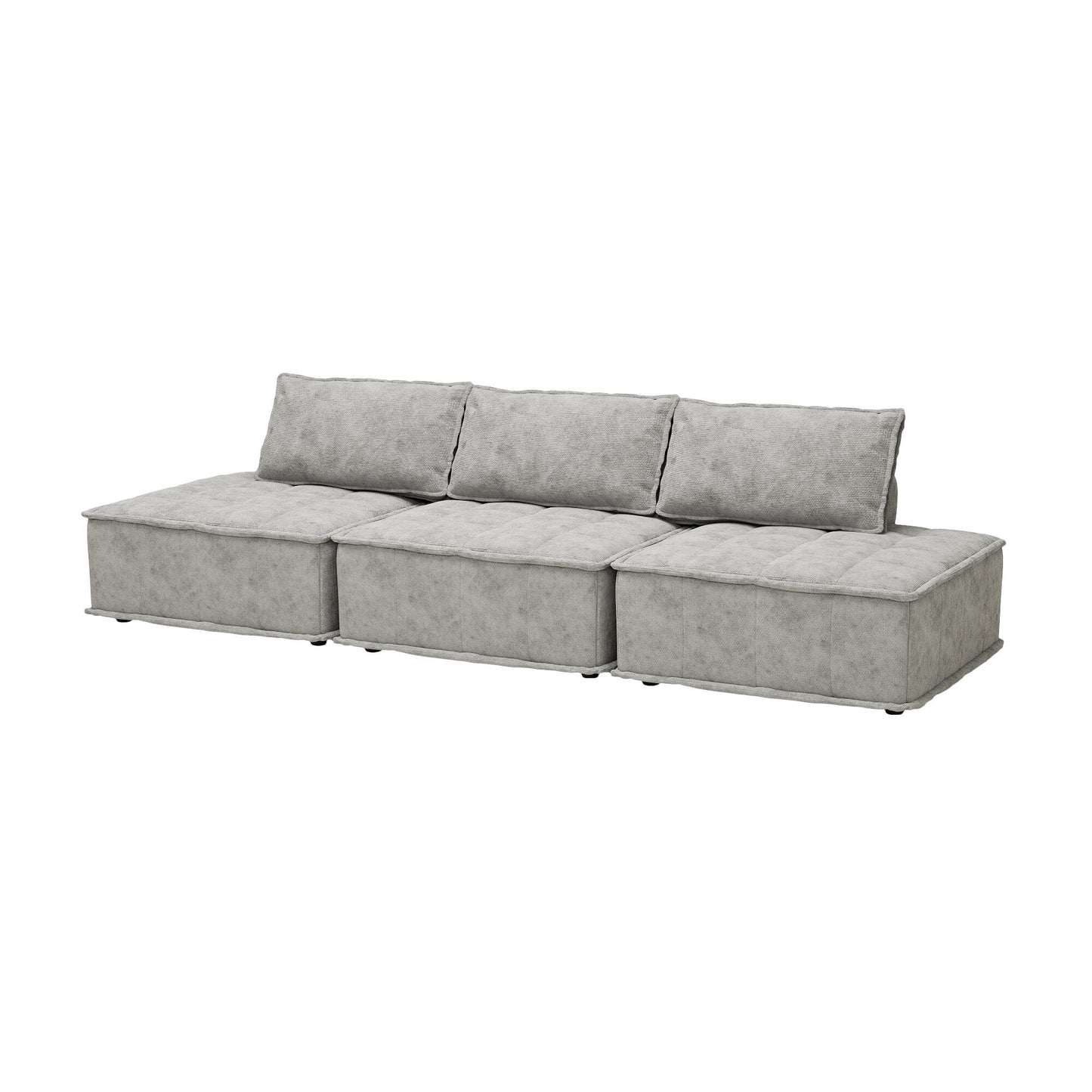 Ensemble de canapés carrés modulaires surdimensionnés 3 pièces en chenille avec coussins en mousse haute densité, combinaison libre
