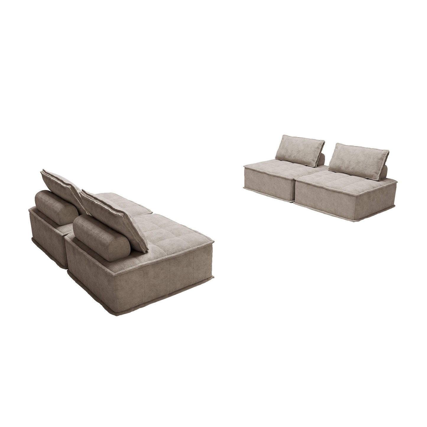 Ensemble de canapés carrés modulaires surdimensionnés 4 pièces en chenille avec coussins en mousse haute densité, combinaison libre